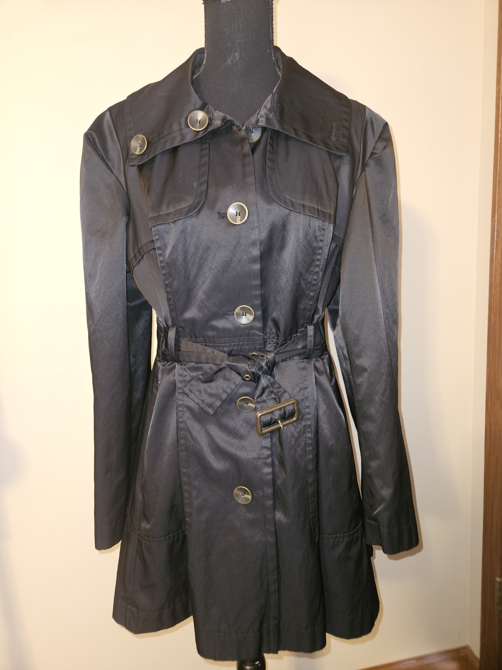 Silky Pleated Peplum Trench Coat